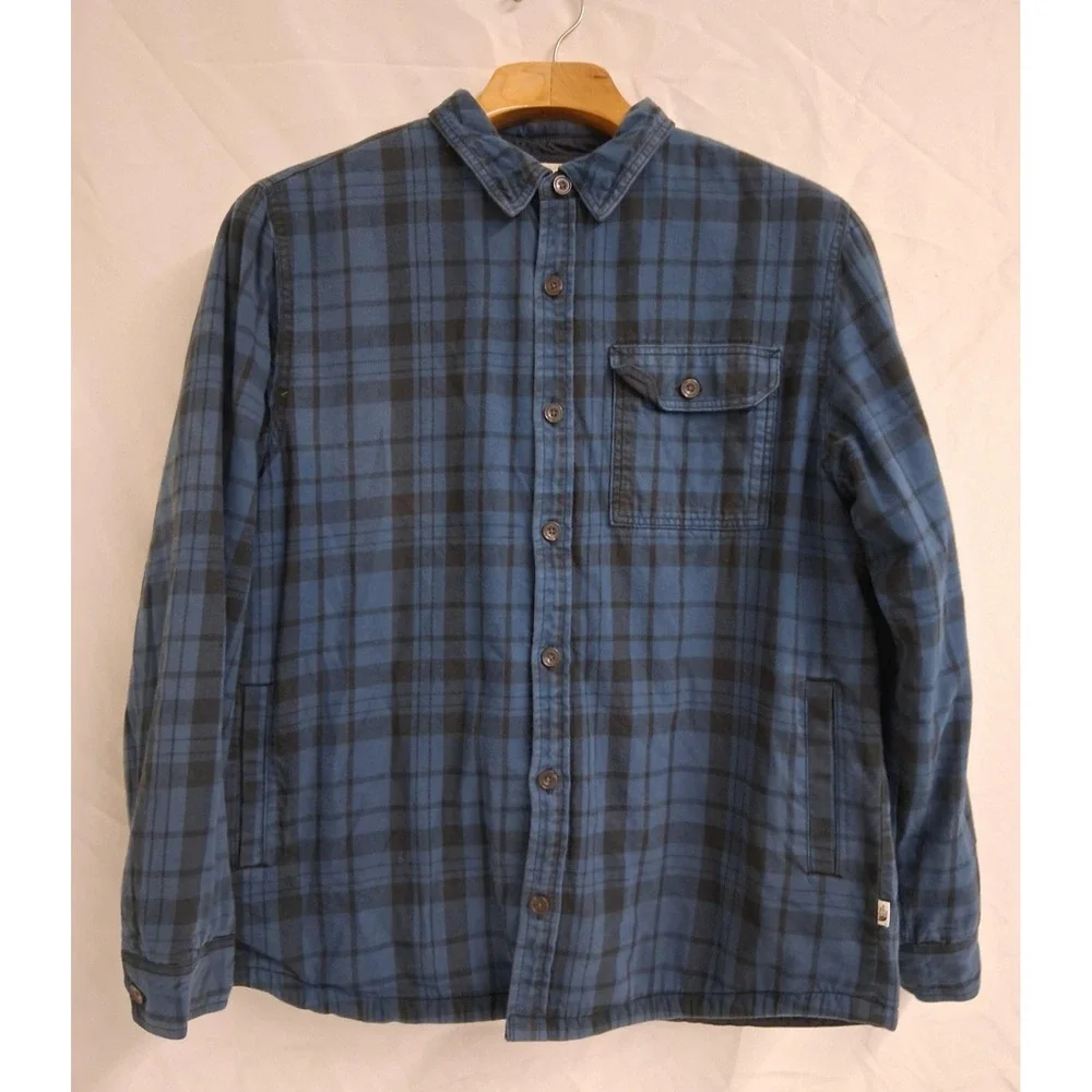 THE NORTH FACE Plaid Sherpa Lined Shirt Jacket Men's XL Blue Black Flannel